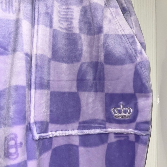 Juicy couture lilac checkered mid rise straight leg velour sweatpants - Picture 5 of 11